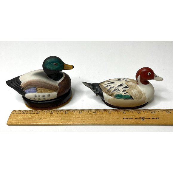 Lot of 2 Ceramic Duck Decoy Shoe Shine Brush and Lint Remover Handpainted VTG - Picture 11 of 11
